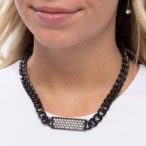 Elegant Black and Silver Chain Necklace